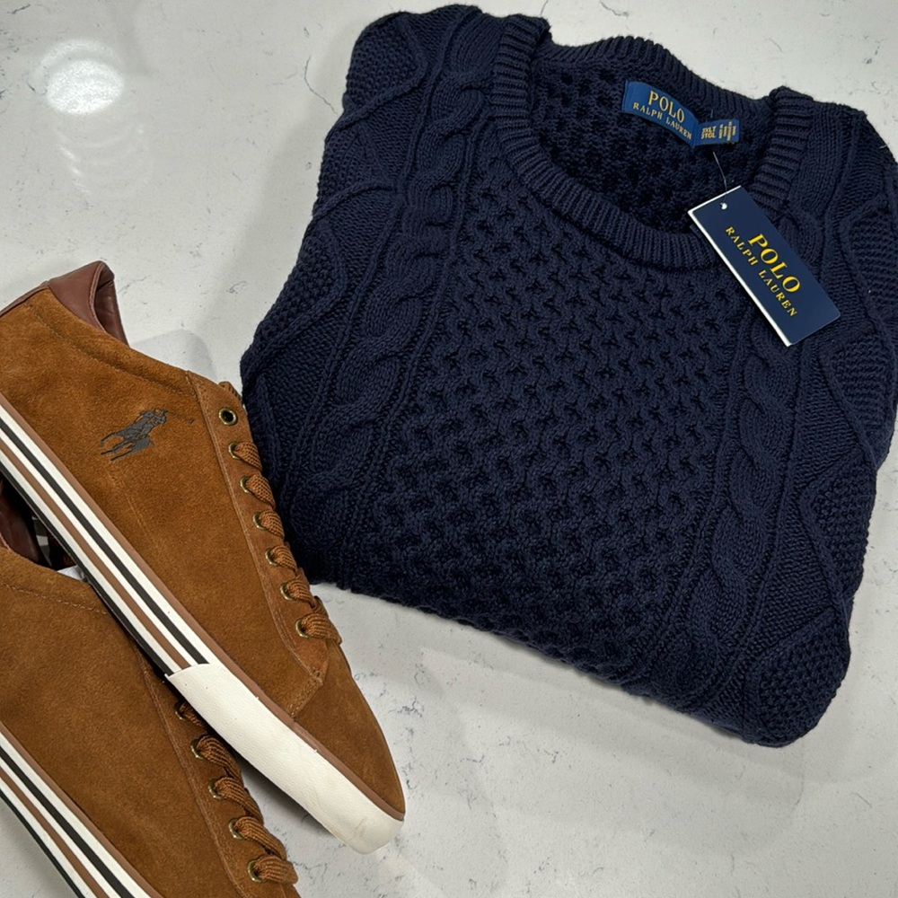 Dark Navy Blue Polo Sweater